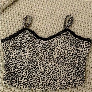 Black cheetah print crop top